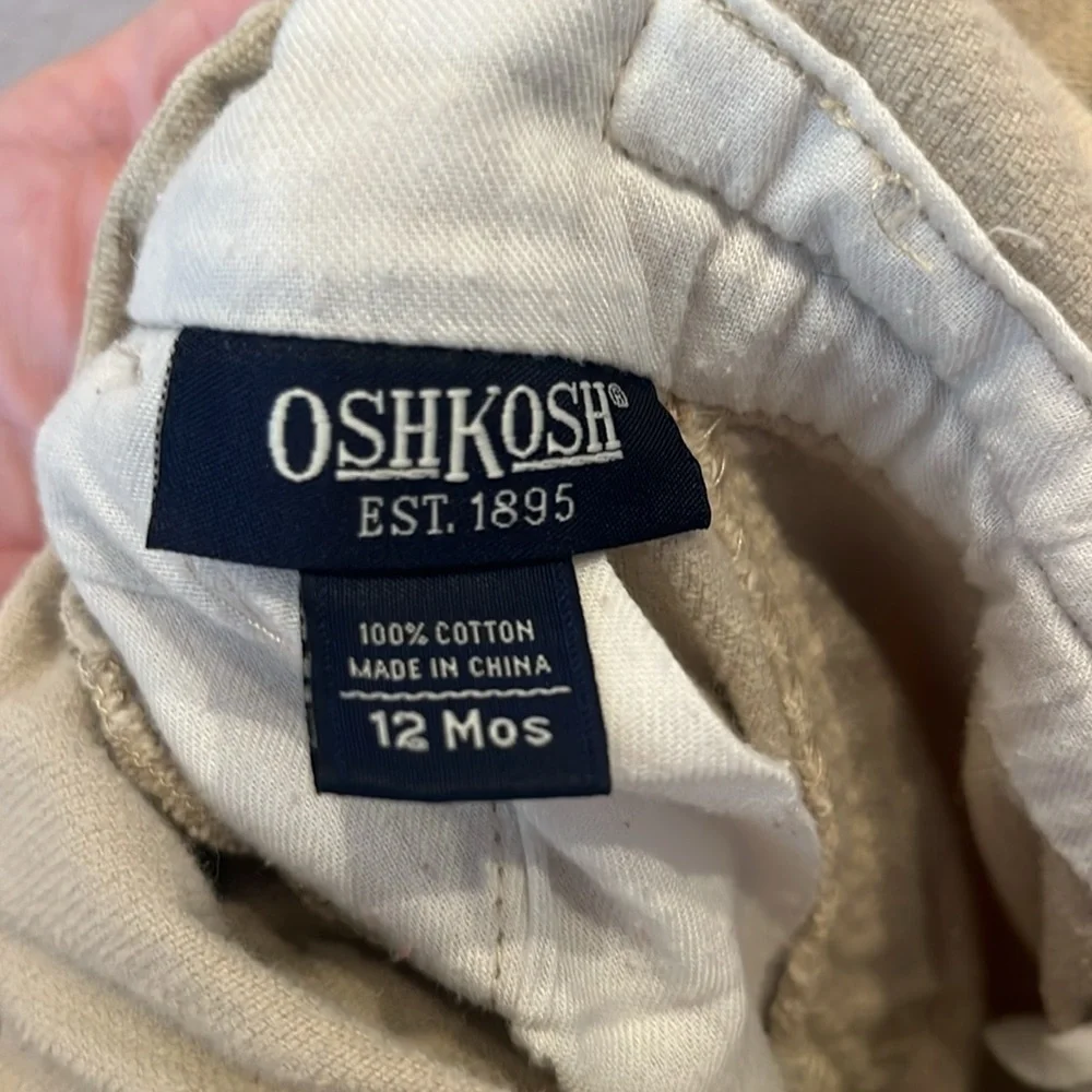 Oshkosh B’Gosh Christmas Train Plaid Overalls Size 12 Months